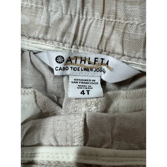 Athleta Cabo Tide Linen Jogger Women’s Size 4T Tall Natural Beige Camo Print - Picture 2 of 12